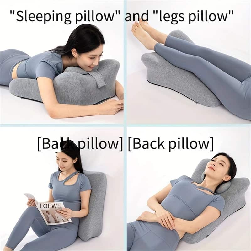 Multifunctional Ergonomic Spinal Posture Support & Multi-Functional Bed Pillow Grey
