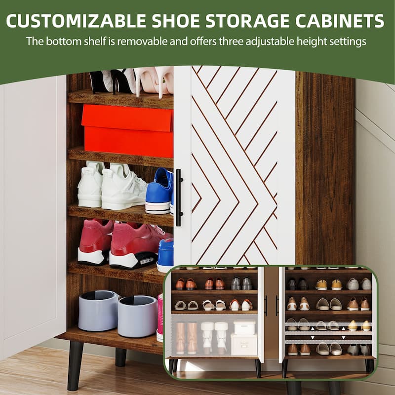 Moasis 5-Tier Shoe Storage Cabinet Shoe Organizer with Doors for Hallway
