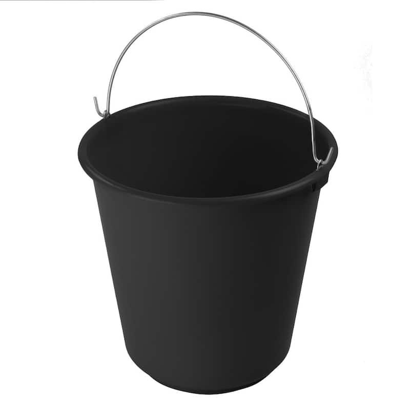 Plastic Pail with Handle 11.5 Quart (2.8 Gallon Bucket) - Pack of 1 - Black