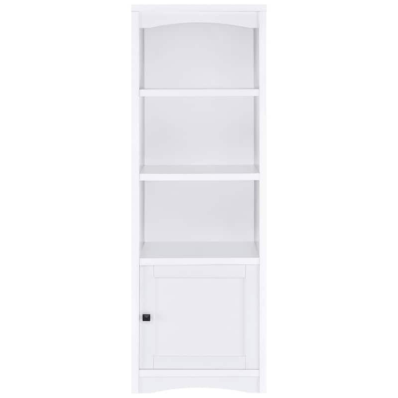 Donna Media Tower Pier Cabinet, Adjustable Shelves, White Wood 71 Inch