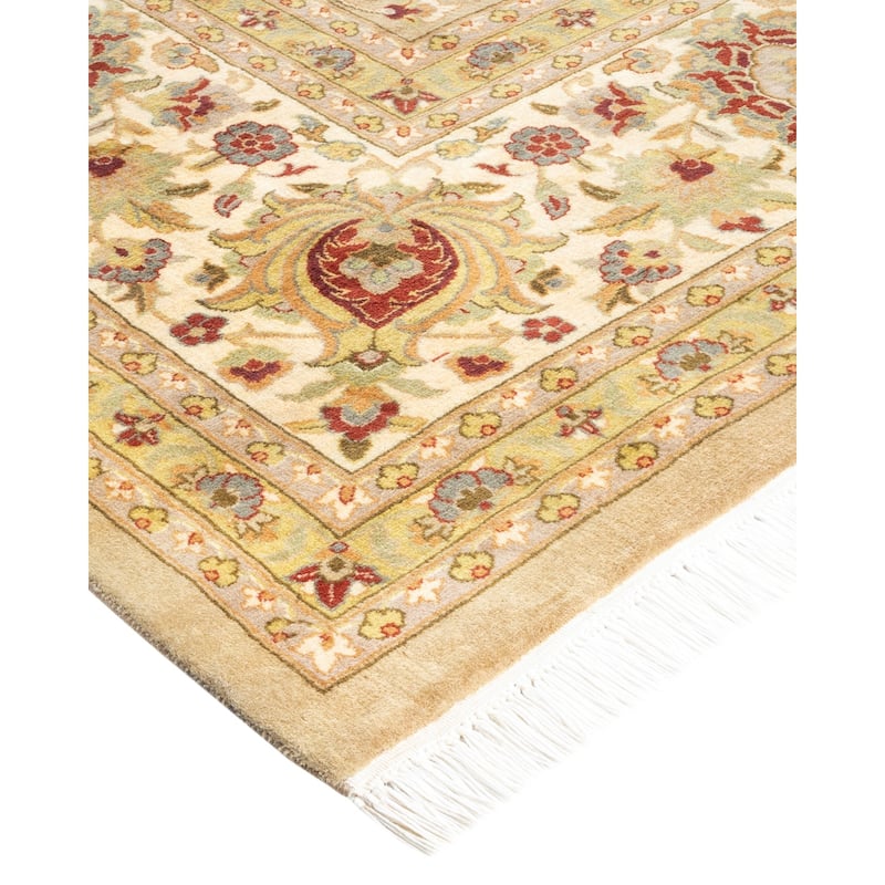 Overton Hand Knotted Wool Vintage Inspired Traditional Mogul Ivory Area Rug - 9 x 12