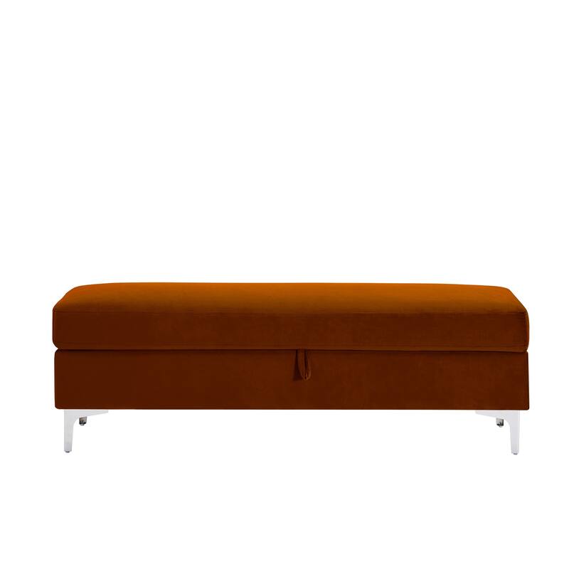 Modern Velvet Ottoman Bench, Storage Ottoman for Home