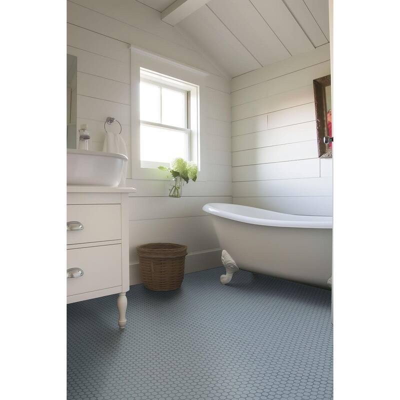 Ackland AKM-P-12X11PRG-CA 11" x 12" Porcelain Penny Floor and Wall - Blue Maris
