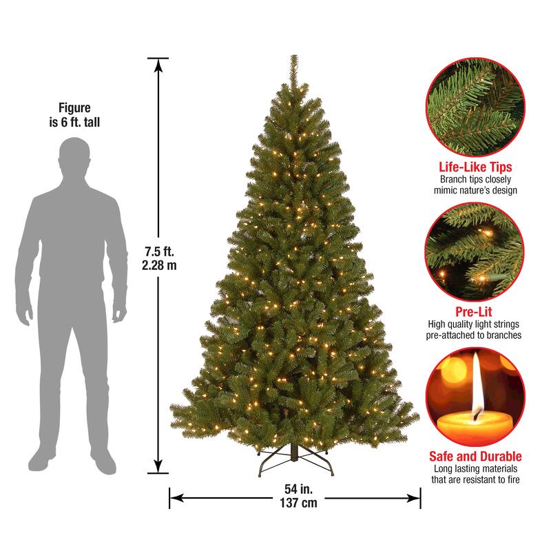 National Tree Company 7.5 ft. PowerConnect North Valley Spruce Tree with Light Parade LED Lights - 7.5 Foot