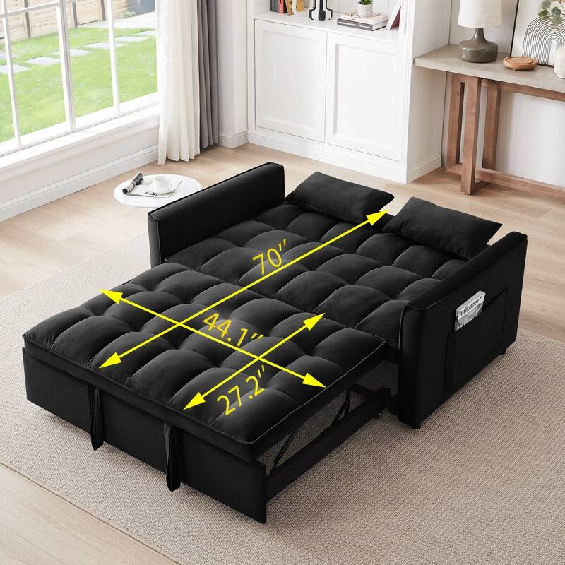 55-inch Multifunctional Velvet Sofa Bed for Living Room