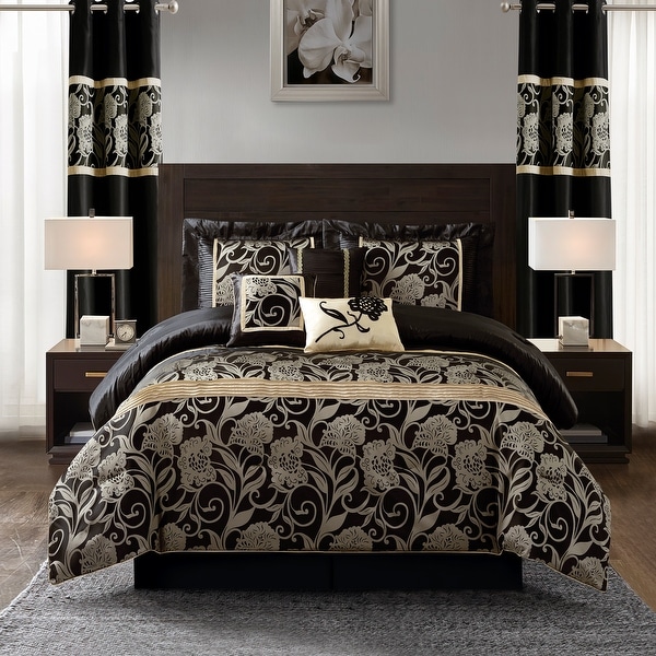 Nanshing Brie 9 Piece Floral Jacquard Comforter Set - On Sale