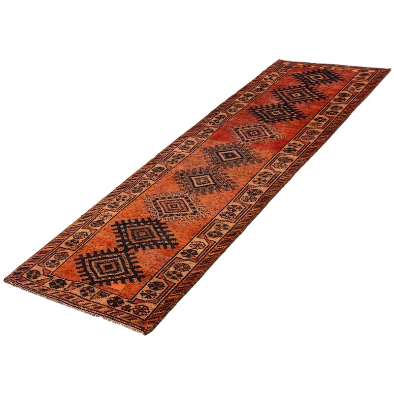 ECARPETGALLERY Hand-knotted Melis Vintage Dark Copper Wool Rug - 3'6 x 11'2