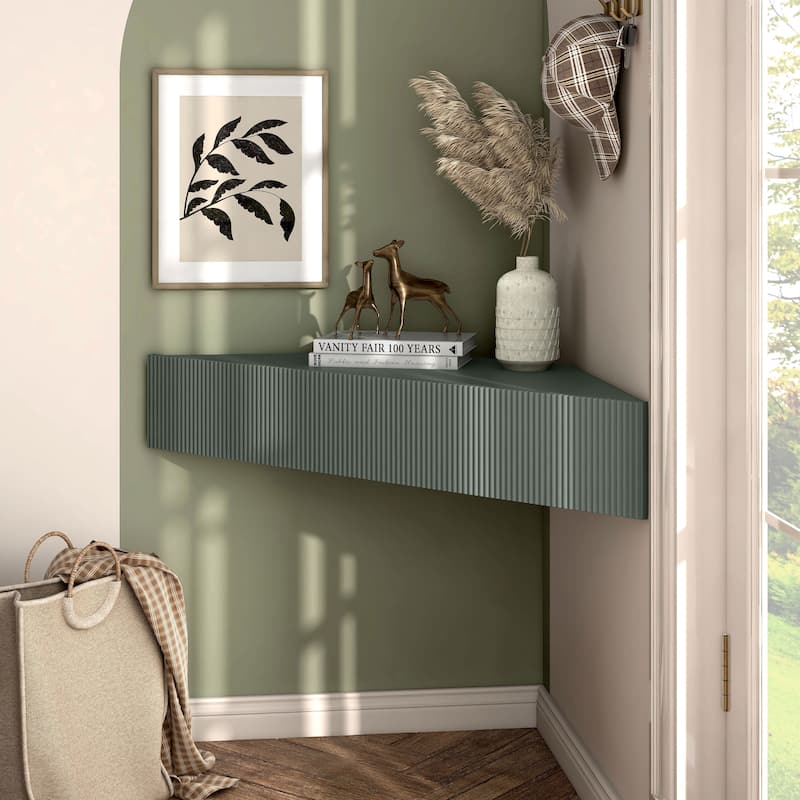 DH BASIC Transitional 47-inch 3-Shelf Corner Floating TV Stand by Denhour