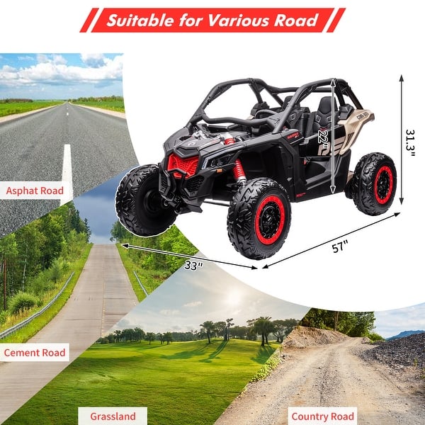 dimension image slide 2 of 5, 2 Seats Ride on UTV with Remote Control for Kids