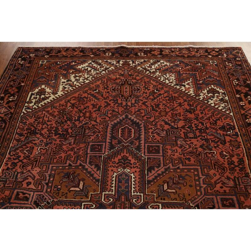 Vintage Traditional Geometric Heriz Persian Wool Area Rug Hand-knotted - 6'9" x 9'9"