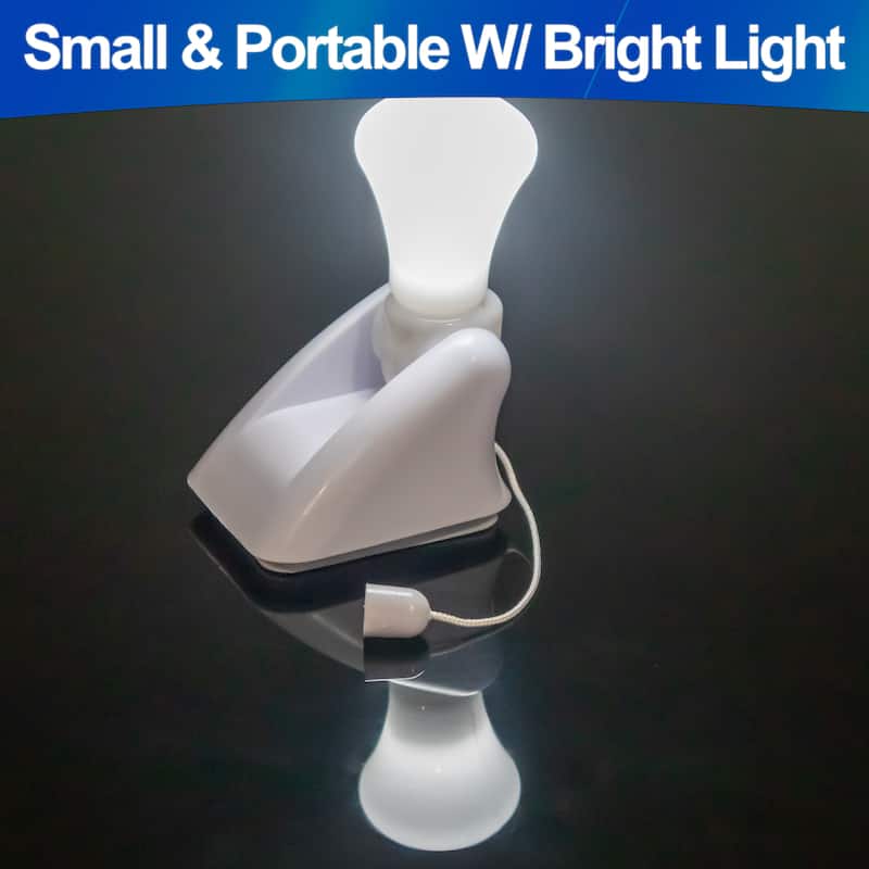 Wireless Battery LED Light Bulb - Portable, Cordless Stick Anywhere Light w/ Pull String & Slide Base - 2pc - white - regular