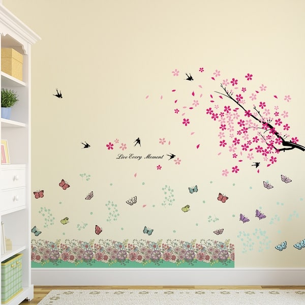 slide 2 of 4, Walplus Spring Flowers Butterflies Children Wall Sticker Nursery Decor