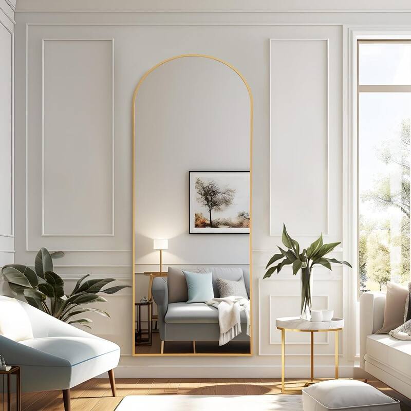 65'' x 22'' Aluminium Alloy Arch Full Length Mirror with Stand