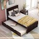 preview thumbnail 1 of 7, Platform Bed with Twin Size Trundle, Twin Size Frame Espresso - Twin
