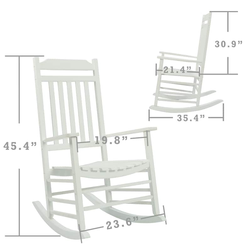 Kozyard High Back Slat Solid Wood Porch Rocking Chair