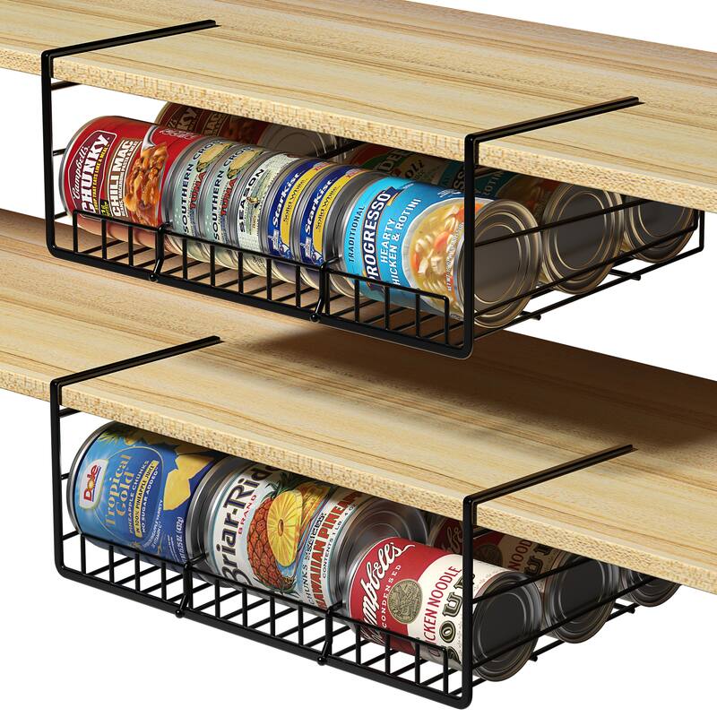 Sorbus Under Cabinet Multipurpose Storage Metal Shelf with Dividers (2-Pack) - 14.75” L x 11” W x 7” H