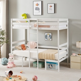 Multifunctional Design Twin Over Twin Bunk Bed with Built-in Desk
