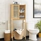 preview thumbnail 1 of 11, Bamboo Over The Toilet Storage Cabinet, Bathroom Space Saver, Over The Toilet Rack with Adjustable Shelf, Natural Color ﻿ Natural Wood