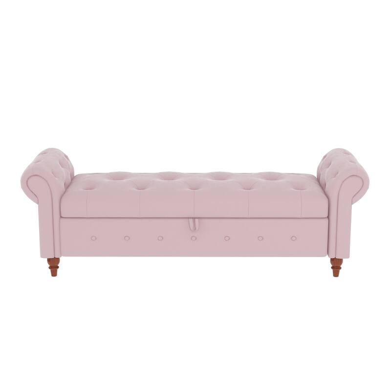 63" Fabric Bed Bench With Storage