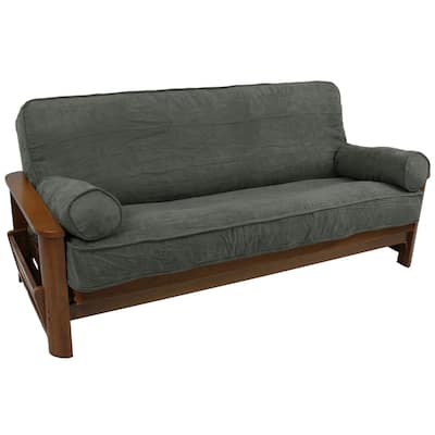 Microsuede Full-Size 8-10 Inch Thick Futon Cover Set with Two Bolster Pillows - Full