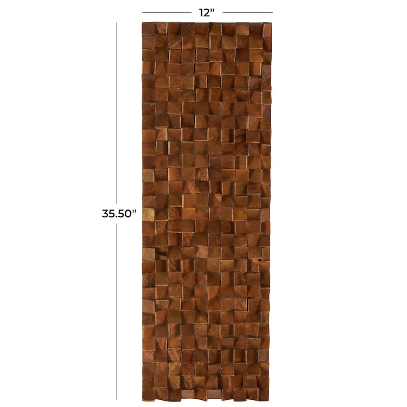 Brown Mango Wood Handmade 3D Cube Inspired Panel Geometric Home Wall Decor