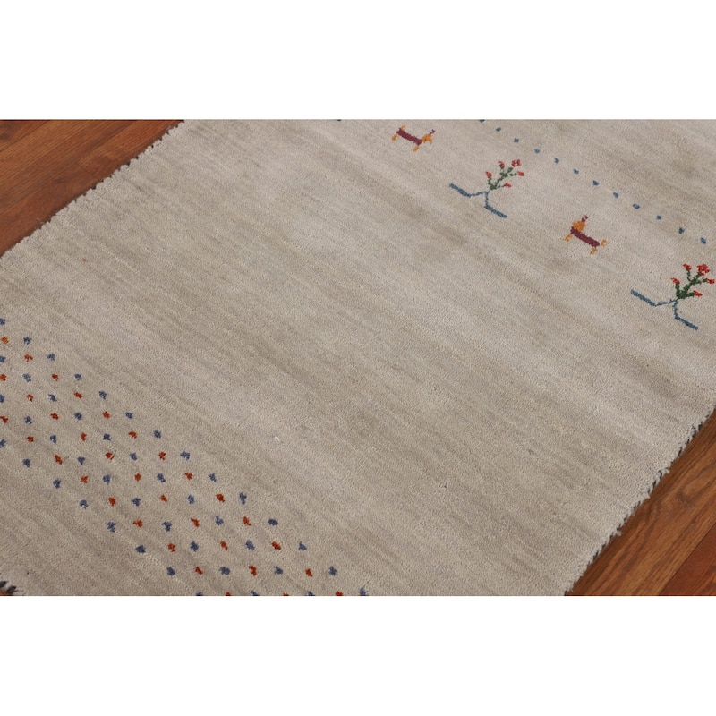 Gabbeh Indian Runner Rug Hand-Knotted Oriental Tribal Wool Carpet - 2'7"x 9'7"