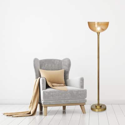 Andrea River of Goods Amber and Gold Glass and Metal 65.75-Inch Candlestick Floor Lamp - 15.25" x 15.25" x 65.75"