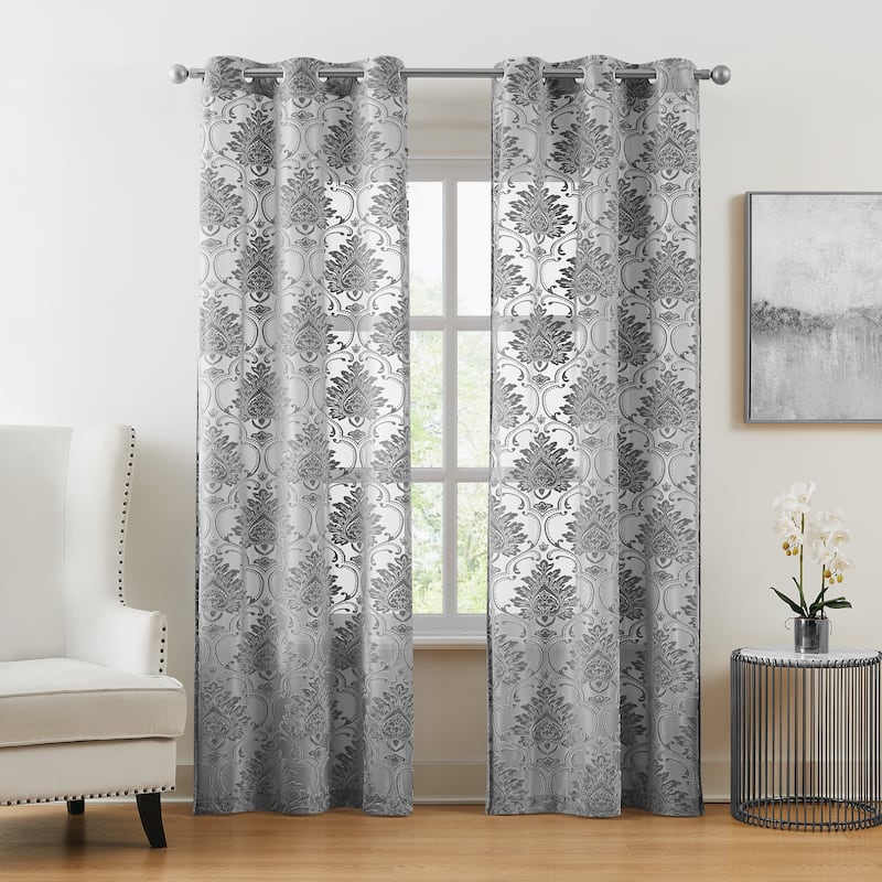 5th Avenue Lux Sophia Burn Out Sheer Window Panel Pair - (2)37x96