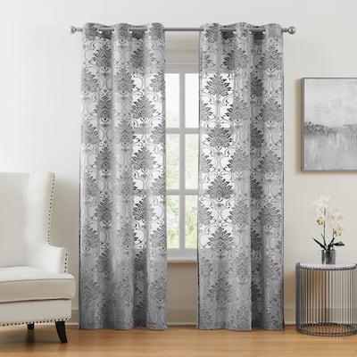 5th Avenue Lux Sophia Burn Out Sheer Window Panel Pair
