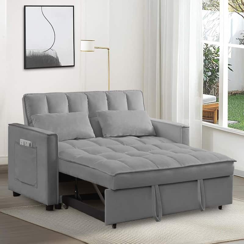 3 in 1 Velvet Sofa Bed with Adjustable Backrest