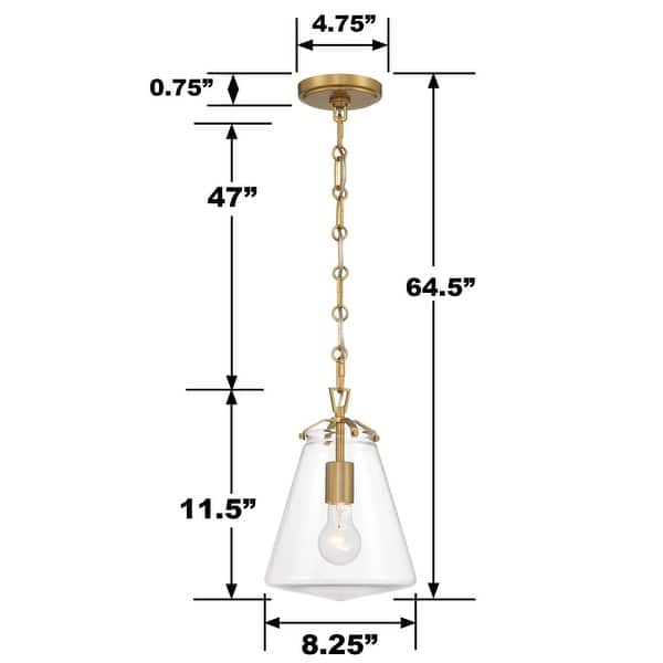 Voss 1 Light Luxe Gold Mini Pendant - 8.25"W x 11.5"H x 8.25"D