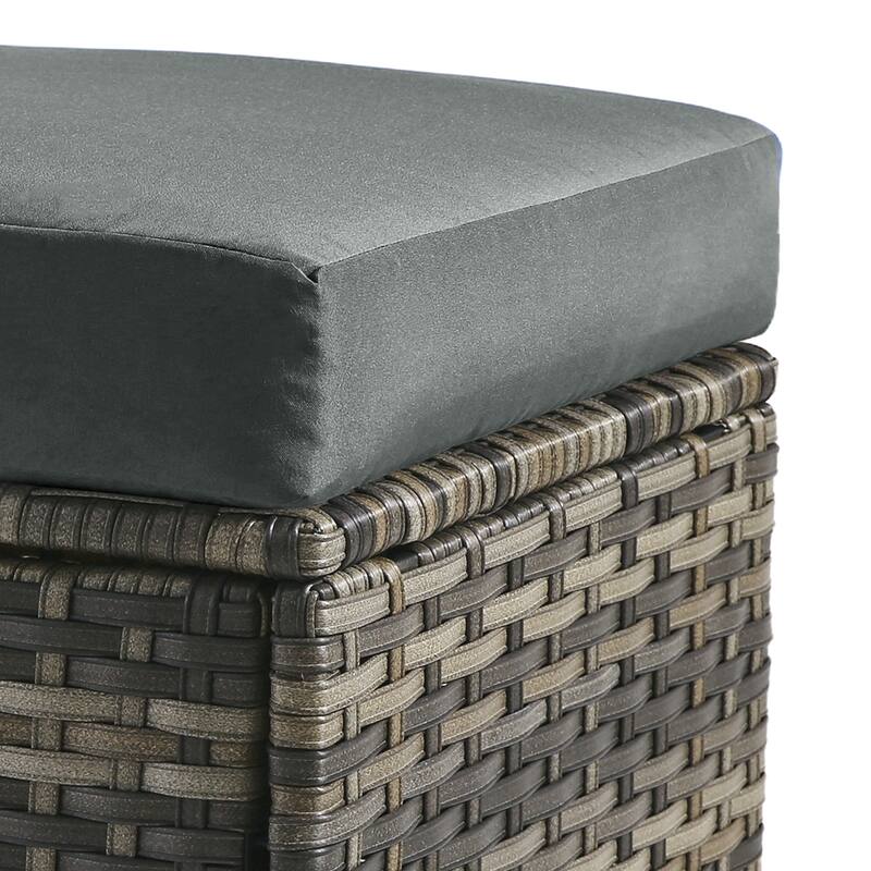 Outdoor Wicker Square Storage Ottoman with Plush Cushion