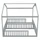 preview thumbnail 8 of 33, Double Twin House-Style Floor Bed with Fence,Guardrails,Without Door