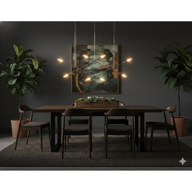 Modern 8-Light Chrome Iron Chandelier