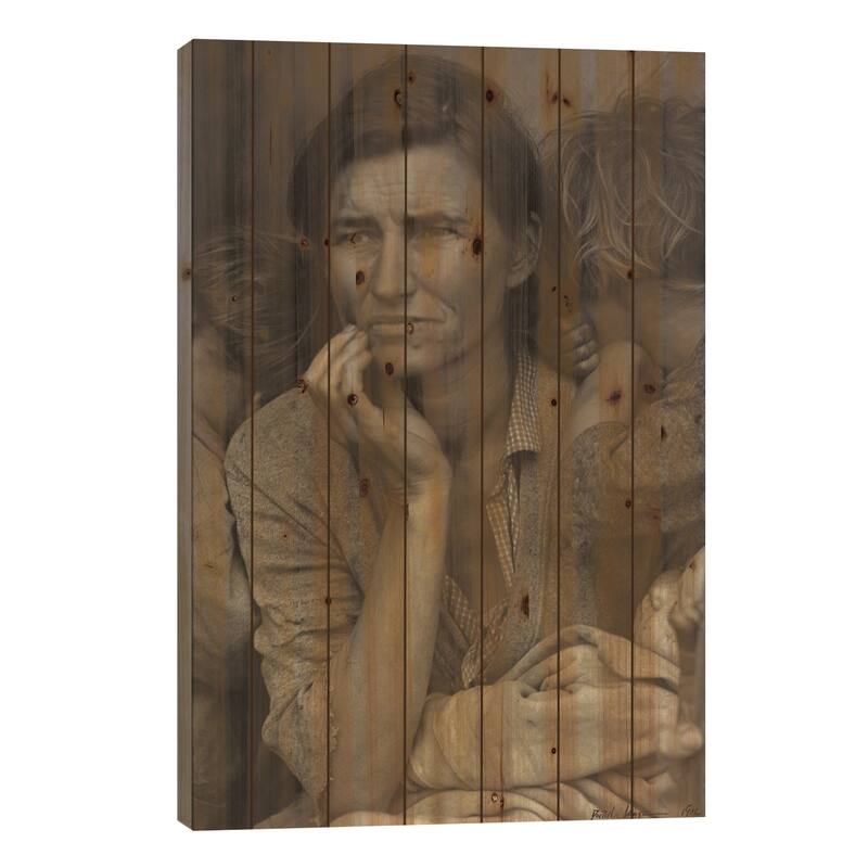 Migrant Mother, Nipomo, California, USA Print On Wood by Dorothea Lange - Multi-Color - 40x26x1.5
