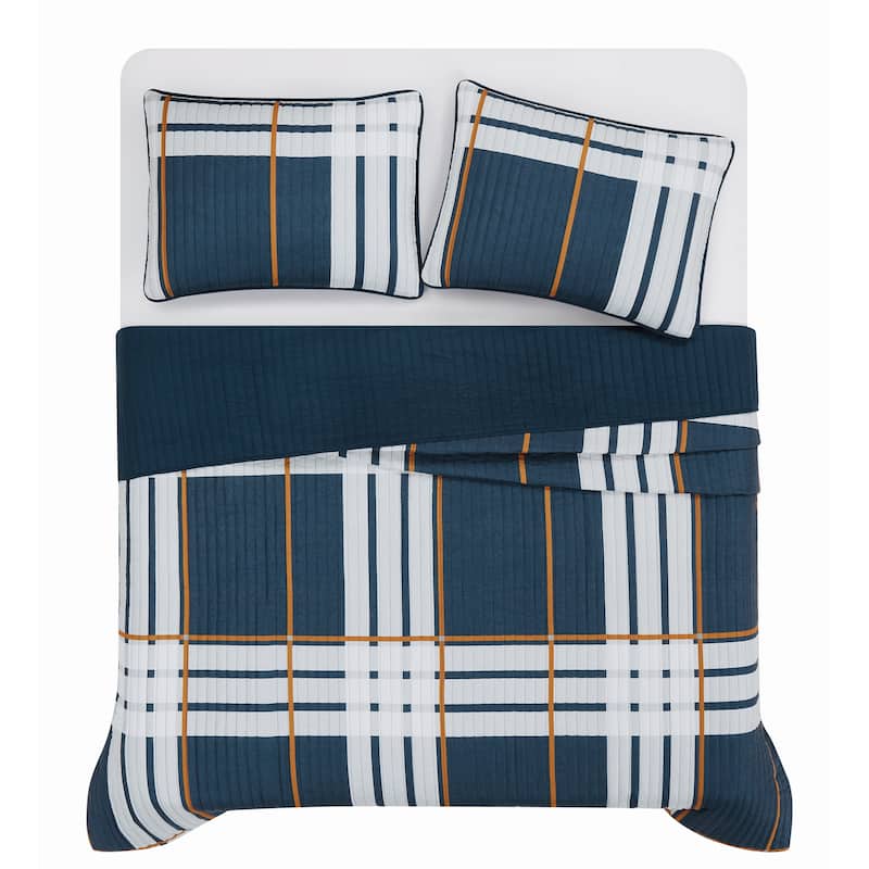Truly Soft Henry Plaid 3 Piece Quilt Set