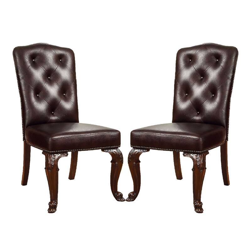 Set of 2 Dining Side Chair in Brown Cherry and Dark Brown