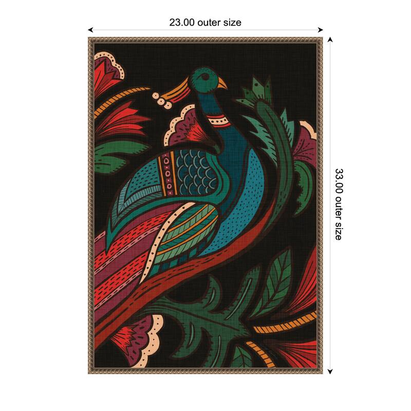Kate and Laurel Sylvie Peacock Framed Canvas by Carey Copeland