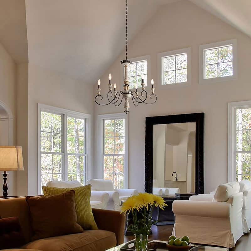Urban Farmhouse 6-Light Chandelier French Country Rustic Classic Lights - D31.1" x H28"