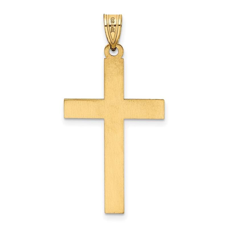 Curata 14k Yellow Gold 18" 18.3x35.8mm Textured back Polished Cross Necklace