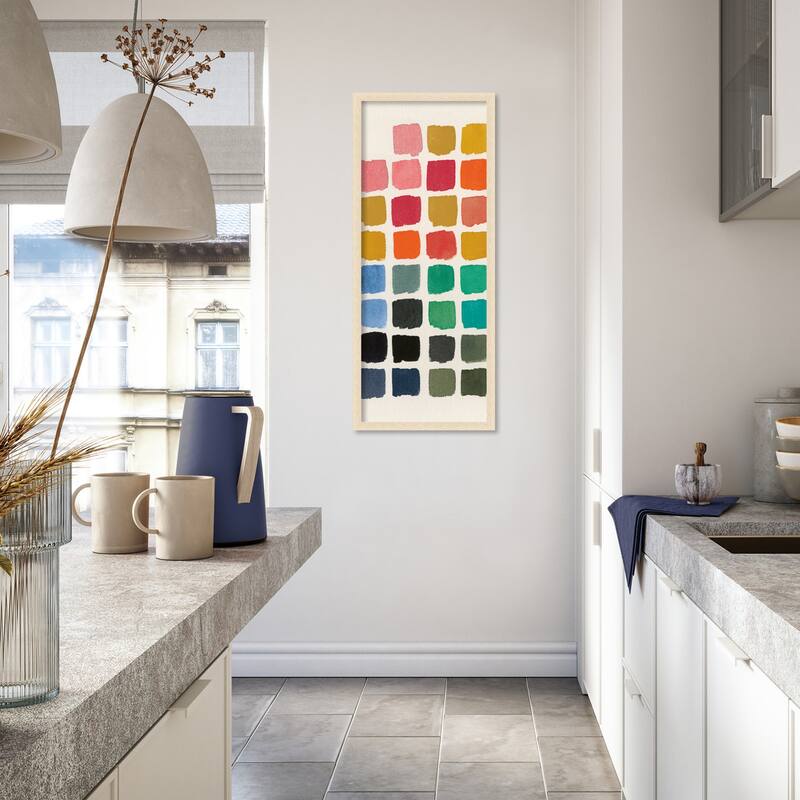 Amanti Art Framed Fabric Pinboard Retro Color Chart by Wild Apple Portfolio Printed Bulletin Board - Board Size 16 x 40