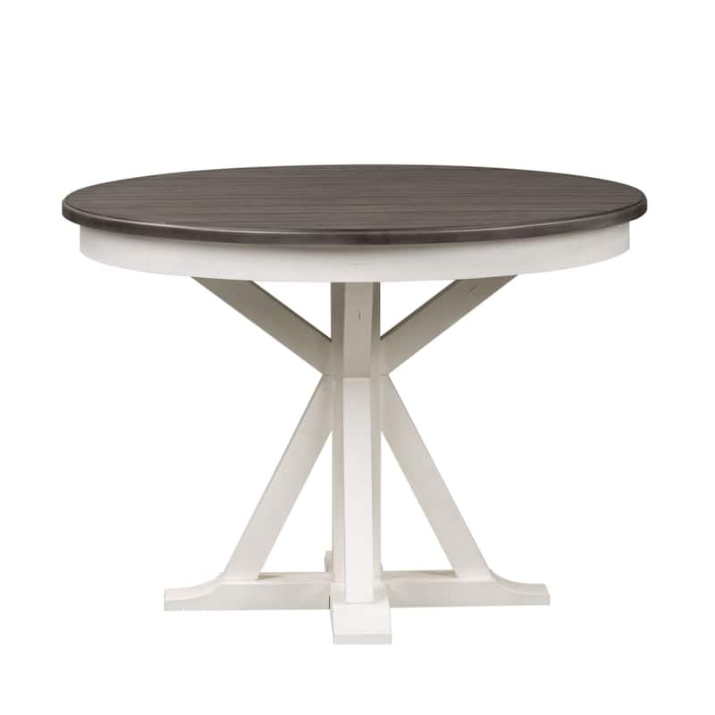 Allyson Park Wirebrushed White & Charcoal Pedestal Table