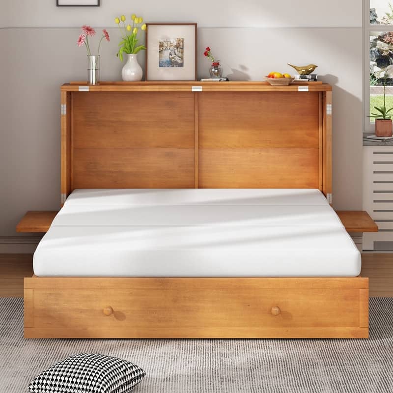 Mixoy Murphy Bed,Cube Cabinet Chest Bed with Charging Station