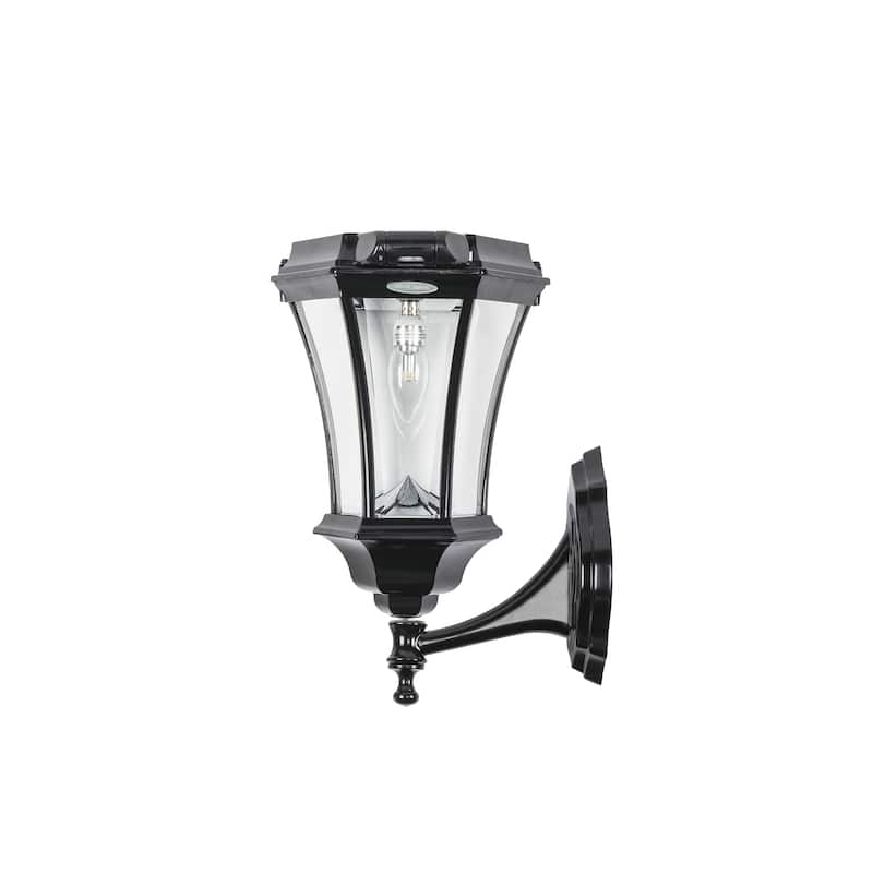 Victorian Bulb Black Solar Light w/Motion Sensor 3' Fitter/Pier/Wall