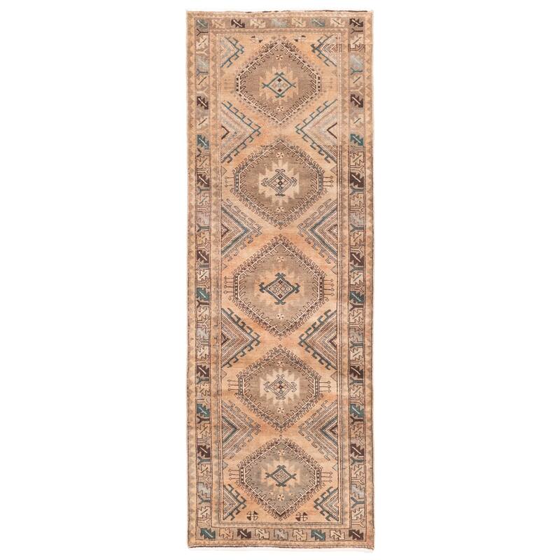 ECARPETGALLERY Hand-knotted Antalya Vintage Light Copper Wool Rug - 3'6 x 10'1