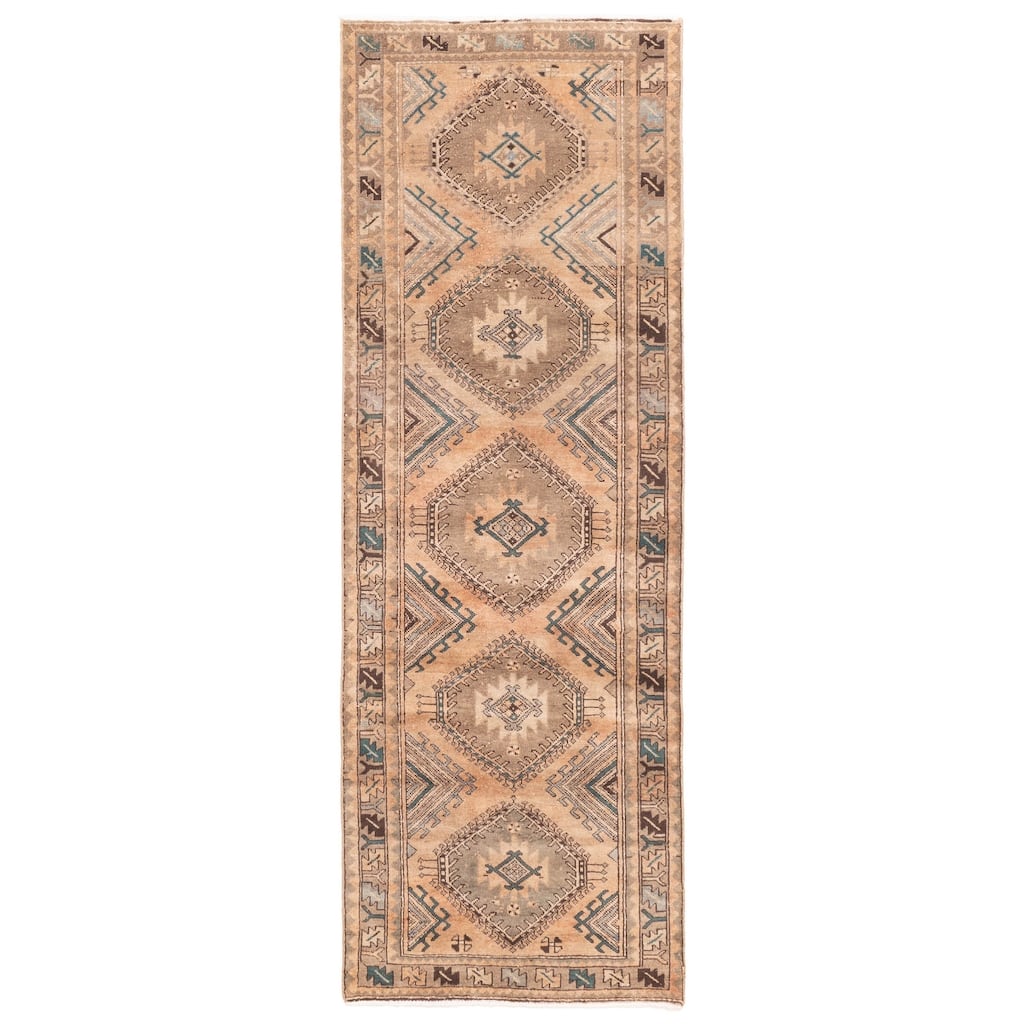 ECARPETGALLERY Hand-knotted Antalya Vintage Light Copper Wool Rug - 3'6 x 10'1
