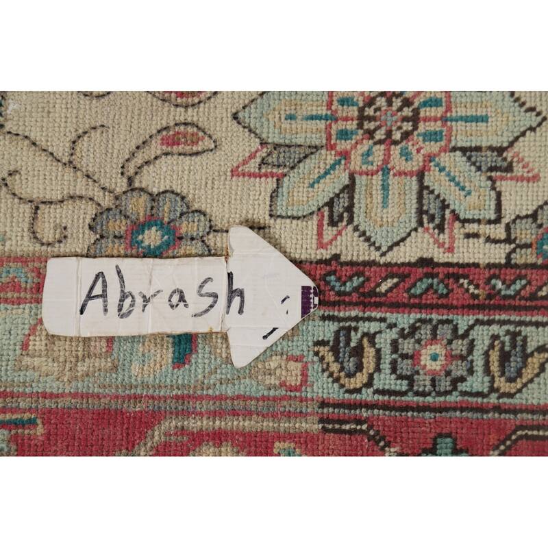 All-Over Distressed Tabriz Vintage Persian Rug Handmade Wool Carpet - 9'5" x 12'5"