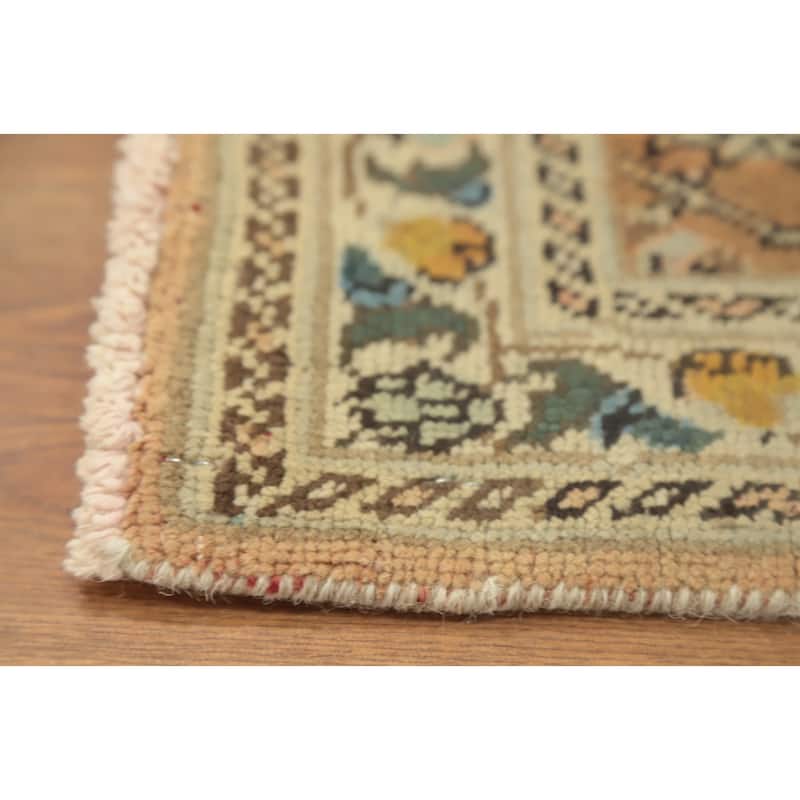 Hand Knotted Oriental 100% Wool Carpet Traditional All-Over Yellow & Gold Tabriz Area Rug - 9' 9'' X 6' 9''