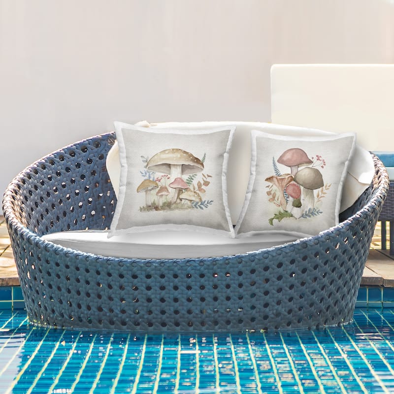 Stupell Pastel Blooming Mushrooms Printed Outdoor Throw Pillow Design by Mollie B. (Set of 2)