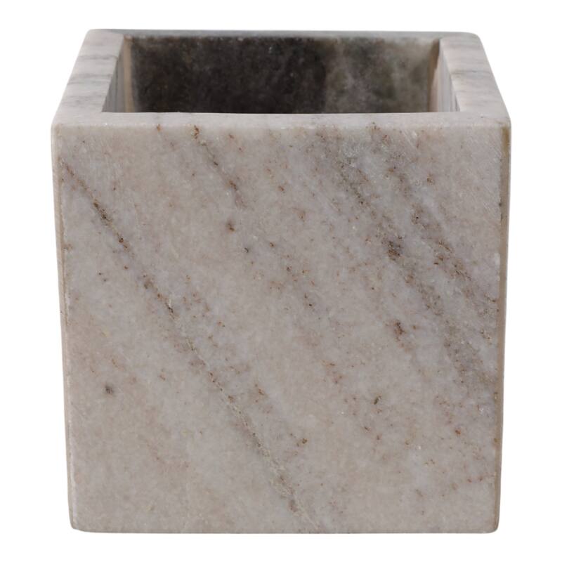 Marble Stone Storage Sculpted Design and Sleek Vertical Grooves - 4.0"